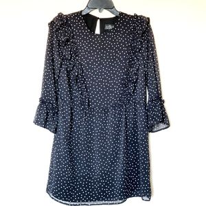 TOPSHOP Black with Polka Dot Flare Sleeve Dress